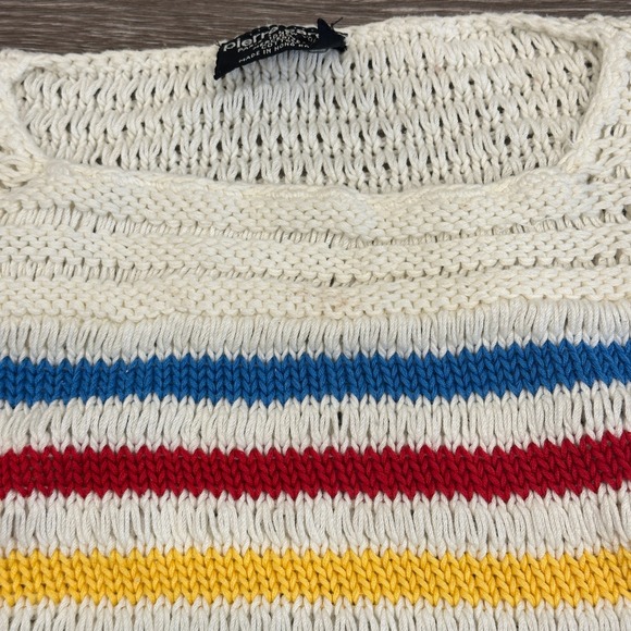 VTG 80s Pierre Cardin Rainbow Striped Knit Sweater Vest Cream Mod Retro Pride XS - Picture 3 of 9